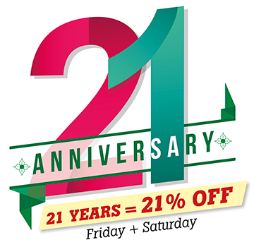 Turning 21 - 21% off Friday and Saturday